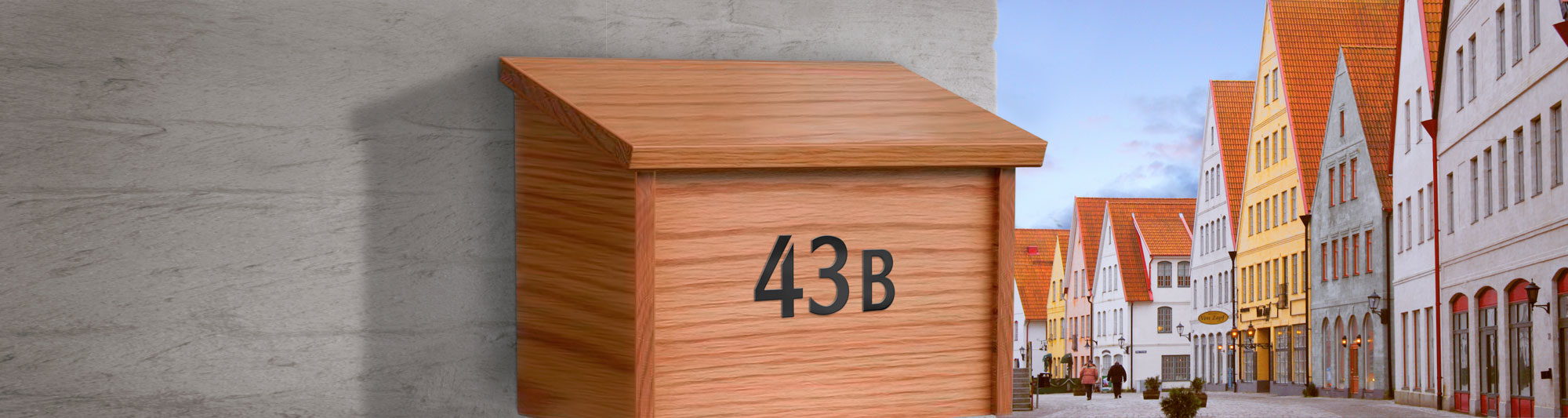 mailbox in wood and black mailbox numbers